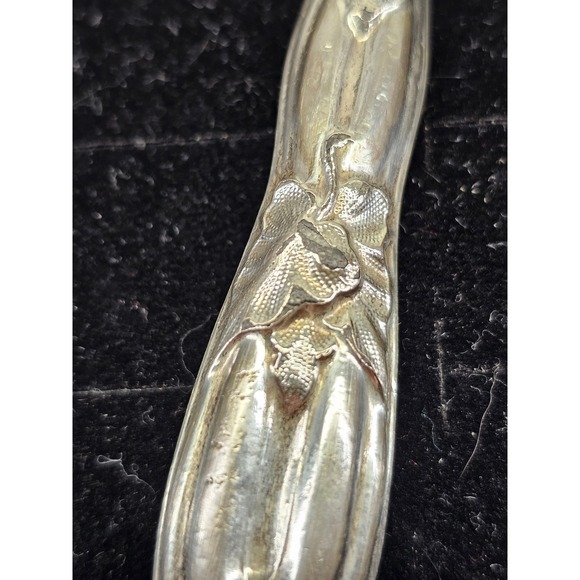 Butter Spreader Sterling Silver Handle Floral Art Nouveau Antique Silver - Picture 2 of 11